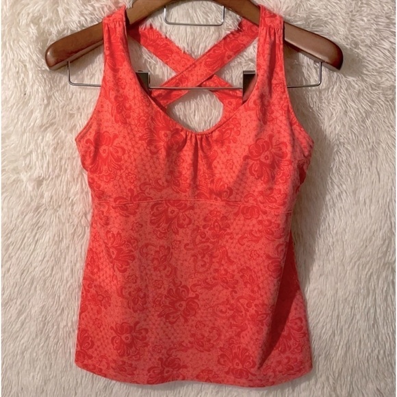 REI women's size Small sports bra tank w/removeable pads. Orange - Picture 1 of 9